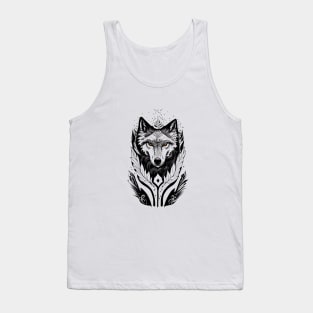 Wolf Wild Animal Nature Illustration Art Tattoo Tank Top